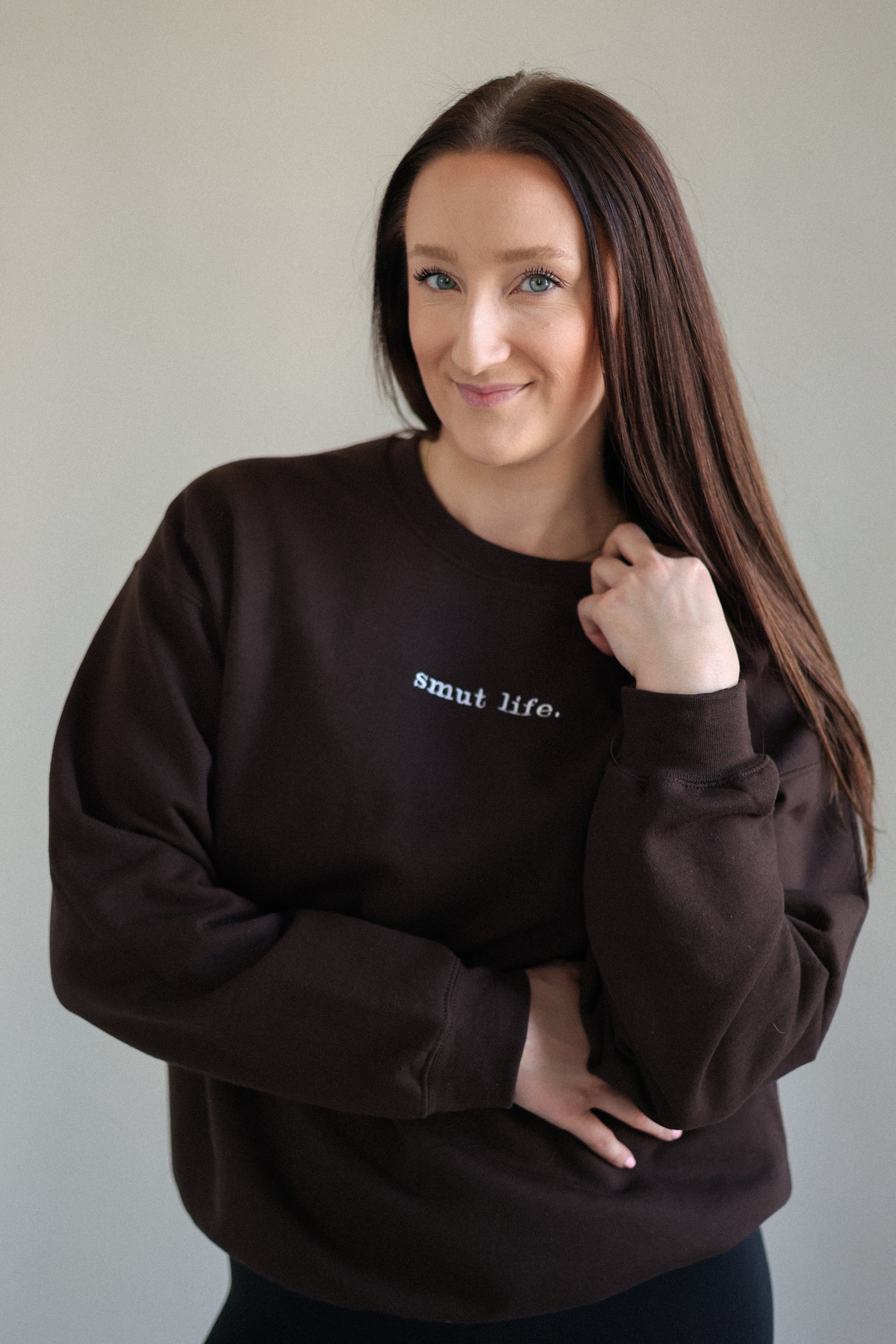 smut life. oversized crewneck in dark romance (dark chocolate)