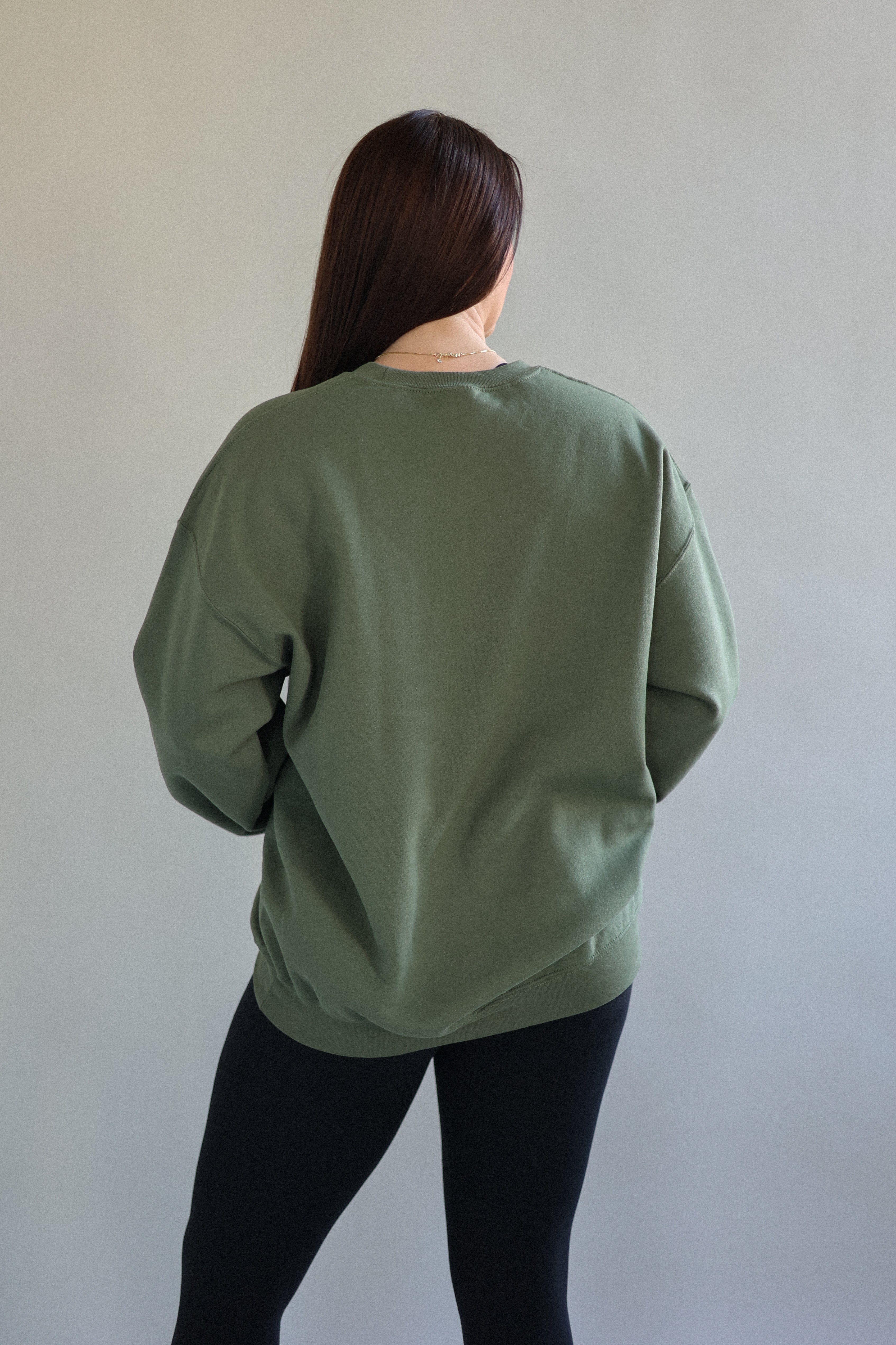 team jesus. oversized crewneck in forbidden chapter (military green)