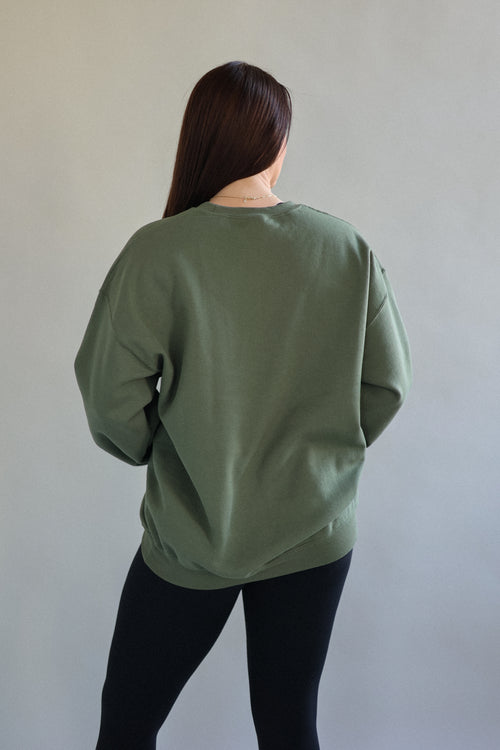 team jesus. oversized crewneck in forbidden chapter (military green)